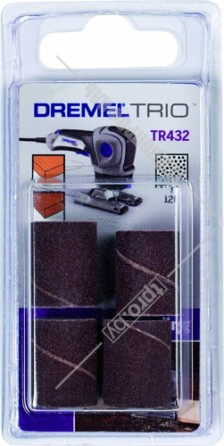 (TR432) Шлифовальная гильза для Trio 12,7 мм, зернистость 120 GRIT (4 шт) Dremel (2615T432JA) купить в Гродно