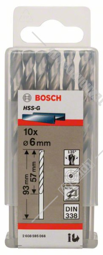 Сверло по металлу HSS-G 6x57x93 мм BOSCH (2608595066) купить в Гродно