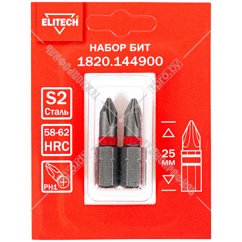 Бита крестообразная PH1 25 мм (2 шт) ELITECH (1820.144900) купить в Гродно Бита крестообразная PH1 25 мм (2 шт) ELITECH (1820.144900) купить в Гродно