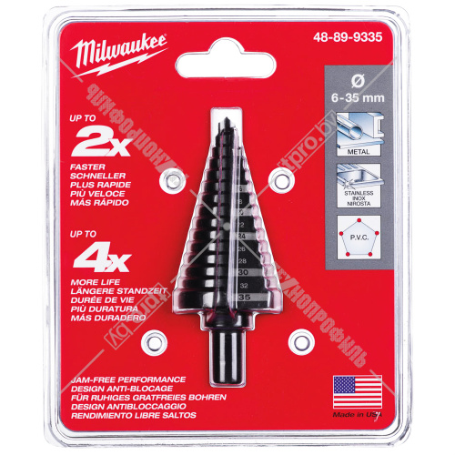 Ступенчатое сверло Step Drill 6-35 мм (шаги 2+3 мм) Milwaukee (48899335) купить в Гродно