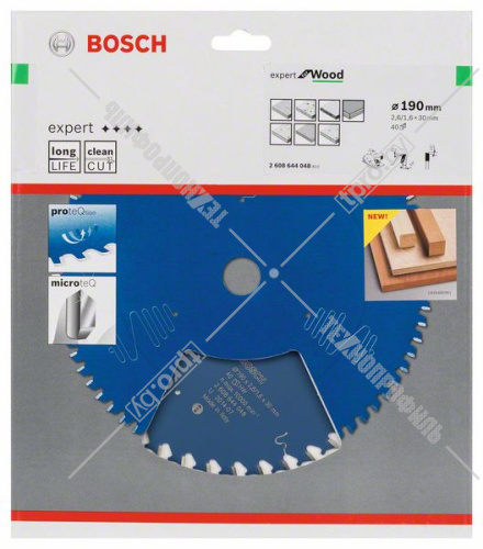 Пильный диск 190x2,6х30 мм Z40 Expert for Wood BOSCH (2608644048) купить в Гродно