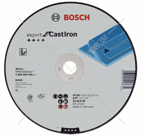 Отрезной круг 230х3,0х22,23 мм Expert for Cast Iron BOSCH (2608600546) купить в Гродно