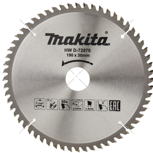 Пильный диск для алюминия 190x2,2х30/20 мм Z60 MAKITA (D-72970) купить в Гродно фото 2