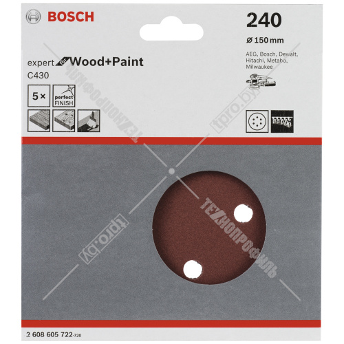 Шлифлист Expert for Wood and Paint 150 мм Р240 BOSCH (2608605722) купить в Гродно
