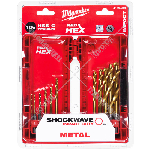 Набор сверл по металлу 3-10 мм (10 шт) Shockwave HSS-G Tin Red Hex Milwaukee (48894759) купить в Гродно