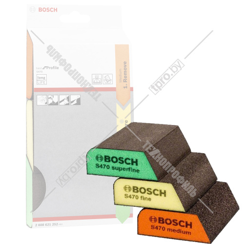 Комплект шлифовальных губок (3 шт) BOSCH (2608621252) купить в Гродно