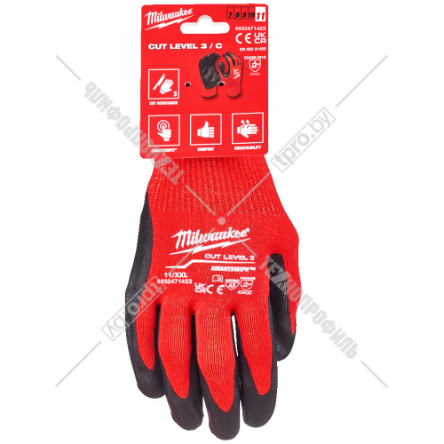 Защитные перчатки (Ур.3 / размер 11/XXL / 1 пара) с защитой от порезов Milwaukee (4932471423) купить в Гродно
