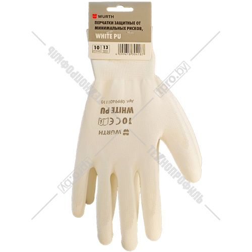 Защитные перчатки "White PU" (размер 10/XL / 1 пара) WURTH (0899401110) купить в Гродно