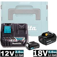 Аккумулятор BL1850B 5.0 Ah / BL1021B 2.0 Ah + зарядное DC18RE MAKITA (199024-2) купить в Гродно