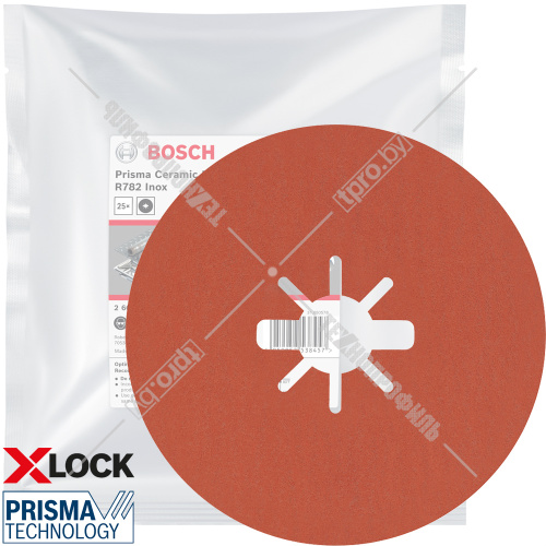 Керамический фибровый шлифкруг 115 мм P80 X-Lock Prisma R782 Inox BOSCH (2608621822) купить в Гродно