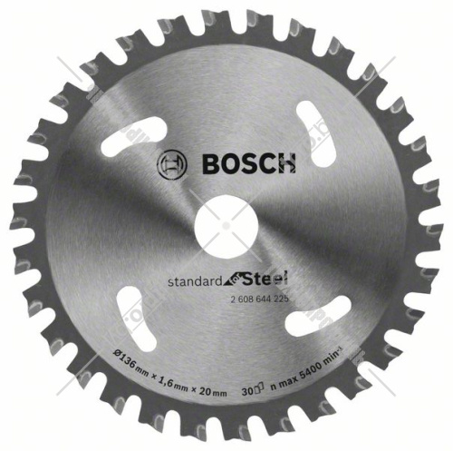 Пильный диск по металлу 136x1,6х20 мм Z30 Standard for Steel BOSCH (2608644225) купить в Гродно фото 2