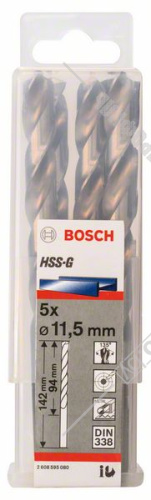 Сверло по металлу HSS-G 11,5x94x142 мм (5 шт) BOSCH (2608595080) купить в Гродно