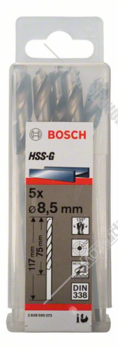Сверло по металлу HSS-G 8,5x75x117 мм (10 шт) BOSCH (2608595073) купить в Гродно
