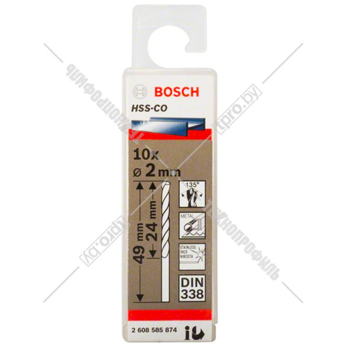 Сверло по металлу HSS-Co 2x24x49 мм (10 шт) BOSCH (2608585874) купить в Гродно фото 3