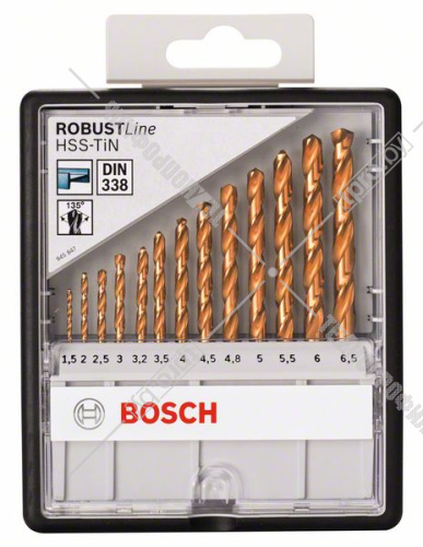 Набор сверл по металлу Robust Line HSS-TiN 2-6,5 мм (13 шт) BOSCH (2607010539) купить в Гродно