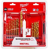 Набор сверл по металлу 2-10 мм (19 шт) Shockwave HSS-G Tin Red Hex Milwaukee (48894760) купить в Гродно