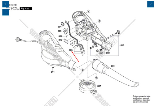 Электронный модуль к воздуходувке ALS25 / ALS 30 BOSCH (F016F04890) купить в Гродно фото 4