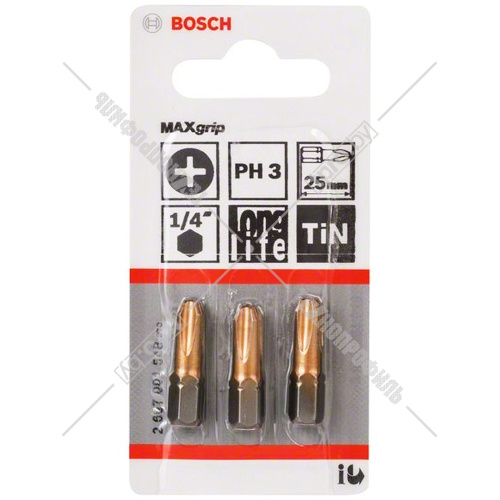Бита крестообразная Max Grip PH3 25 мм (3 шт) BOSCH (2607001548) купить в Гродно