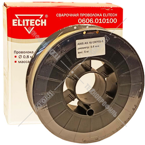 Проволока сварочная омедненная (ф 0,8 мм / 5 кг) ELITECH (0606.010100) купить в Гродно