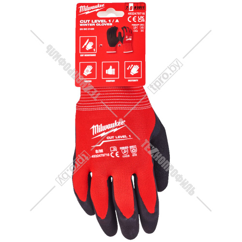 Защитные зимние перчатки (Ур.1 / размер 8/M / 1 пара) с защитой от порезов Milwaukee (4932471343) купить в Гродно