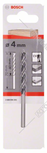 Спиральное сверло по дереву Standard 4x43x75 мм BOSCH (2608596301) купить в Гродно