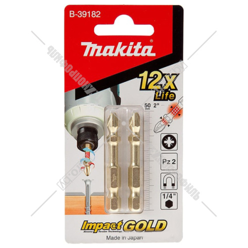 Бита Impact Gold Torsion PZ2 50 мм (MZ) (2 шт) MAKITA (B-39182) купить в Гродно