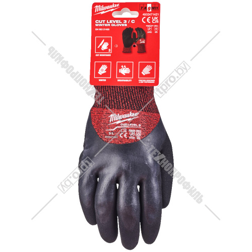 Защитные зимние перчатки (Ур.3 / размер 9/L / 1 пара) с защитой от порезов Milwaukee (4932471348) купить в Гродно