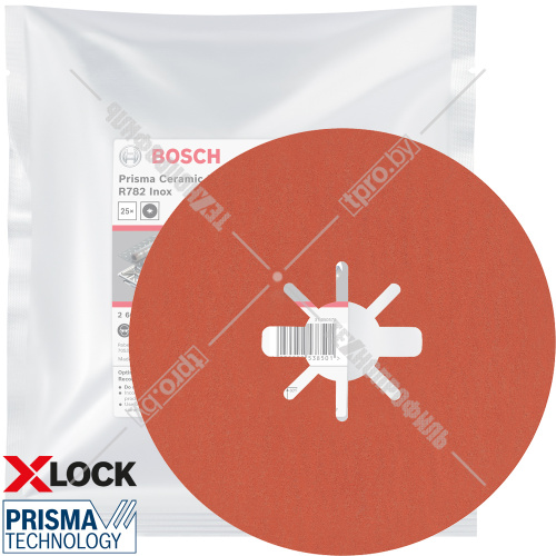 Керамический фибровый шлифкруг 125 мм P120 X-Lock Prisma R782 Inox BOSCH (2608621827) купить в Гродно