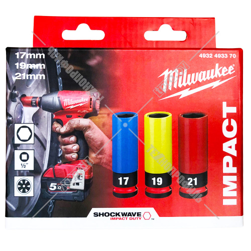 Набор торцовых ударных головок Shockwave "Auvtomotive" 17/19/21 мм (1/2") GEN II Milwaukee (4932493370) купить в Гродно Набор торцовых ударных головок Shockwave "Auvtomotive" 17/19/21 мм (1/2") GEN II Milwaukee (4932493370) купить в Гродно