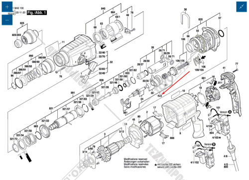 Шлицевой вал к GBH 2-24D / DF BOSCH (16170006ET) купить в Гродно фото 6