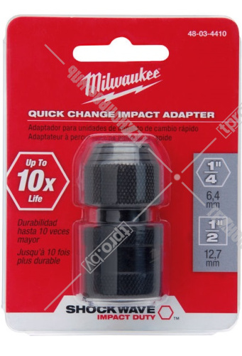 Адаптер ударный с 1/2" квадрат на 1/4" HEX Shockwave Impact Duty Milwaukee (48034410) купить в Гродно