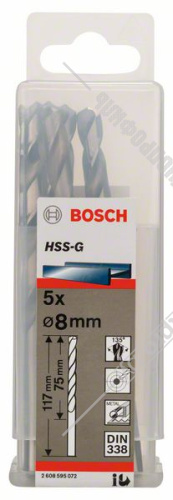 Сверло по металлу HSS-G 8x75x117 мм BOSCH (2608595072) купить в Гродно