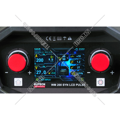 Полуавтомат сварочный WM 200 SYN LCD PULSE (200 А/э 1,6-5 мм/пр 0,6-1,0 мм) ELITECH (204473) купить в Гродно фото 3