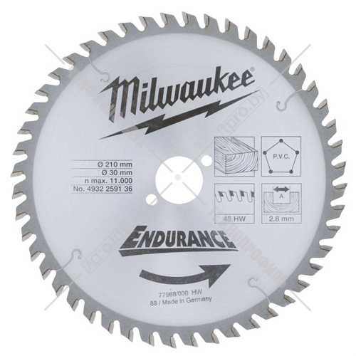 Пильный диск 210х2,8х30 мм Z48 Milwaukee (4932259136) купить в Гродно фото 2
