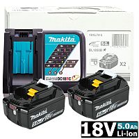 Набор: аккумуляторы BL1850B 5.0 Ah (2 шт) + зарядное DC18RC MAKITA (191L74-5) купить в Гродно
