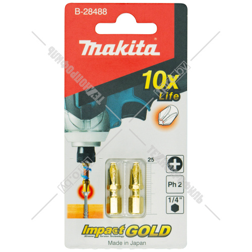 Бита Impact Gold Grip Wood PH2 25 мм C-form (2 шт) MAKITA (B-28488) купить в Гродно