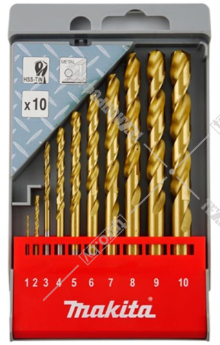 Набор сверл по металлу HSS-TiN 1-10 мм (10 шт) MAKITA (D-43561) купить в Гродно