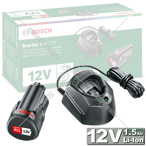 Аккумулятор PBA 12V 1.5 Ah (1 шт) + зарядное GAL 1210 CV (Starter Set) BOSCH (1600A01L3D) купить в Гродно