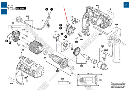 Выключатель к GSB 13 RE / GBM 10 RE BOSCH (2607200623) купить в Гродно фото 5