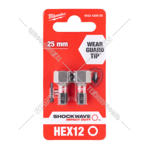 Бита Shockwave Impact Duty HEX12.0 мм 25 мм (2 шт) Milwaukee (4932430900) купить в Гродно