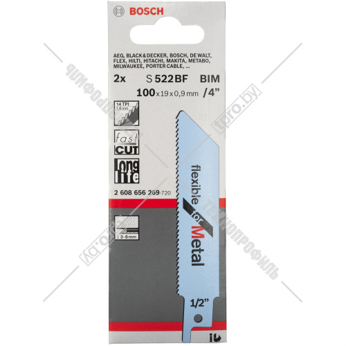 Пильное полотно S 522 BF Flexible for Metal (2 шт / 100 мм) BOSCH (2608656269) купить в Гродно