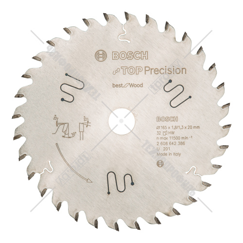 Пильный диск 165х1,8х20 мм Z32 Top Precision Best for Wood BOSCH (2608642386) купить в Гродно фото 2
