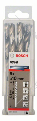 Сверло по металлу HSS-G 10x87x133 мм (5 шт) BOSCH (2608595077) купить в Гродно