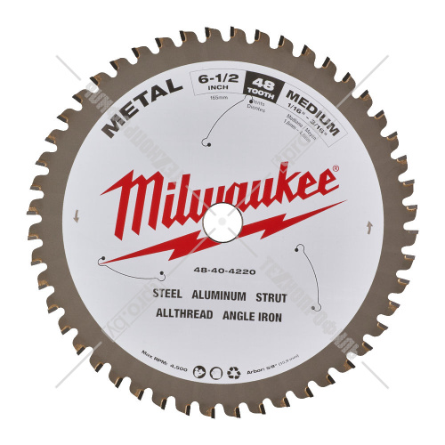 Пильный диск по металлу 165x5/8"x1,6 мм Z48 Milwaukee (48404220) купить в Гродно фото 2