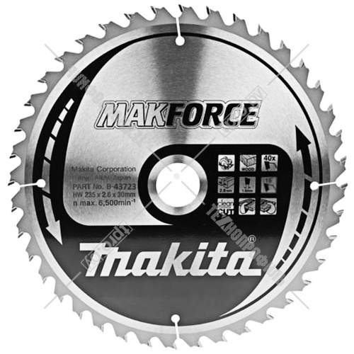 Пильный диск MAKFORCE 235x2,6х30 мм Z40 MAKITA (B-43723) купить в Гродно
