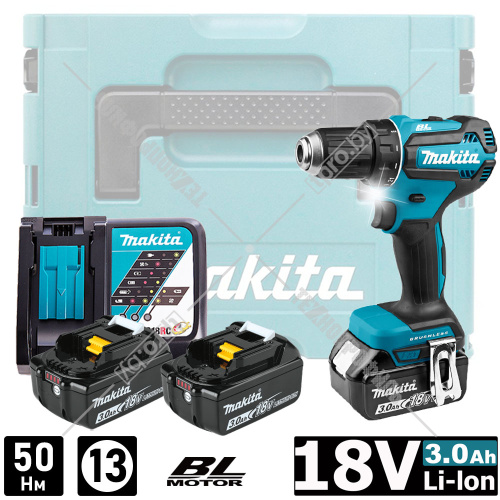 Дрель-шуруповерт аккумуляторная DDF485RF3J (DDF 485 RF3J) MAKITA купить в Гродно