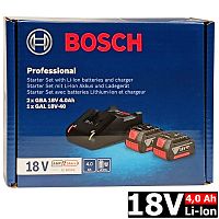 Набор: аккумуляторы GBA18V 4.0 Ah (2 шт) + зарядное GAL 18V-40 BOSCH (1600A019S0) купить в Гродно Набор: аккумуляторы GBA18V 4.0 Ah (2 шт) + зарядное GAL 18V-40 BOSCH (1600A019S0) купить в Гродно