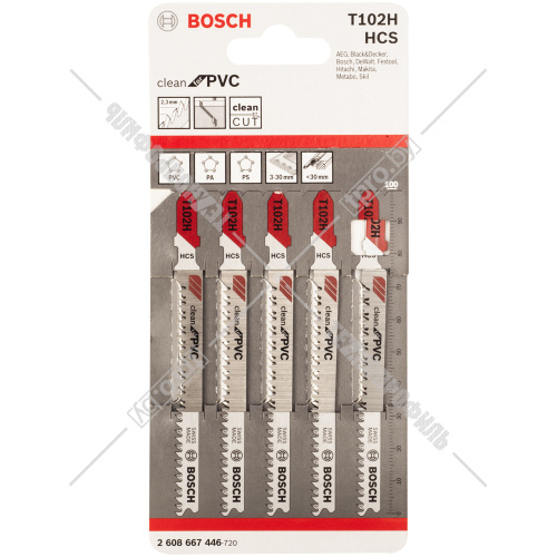 Пилка для лобзика T 102 H Clean for PVC (5 шт) BOSCH (2608667446) купить в Гродно