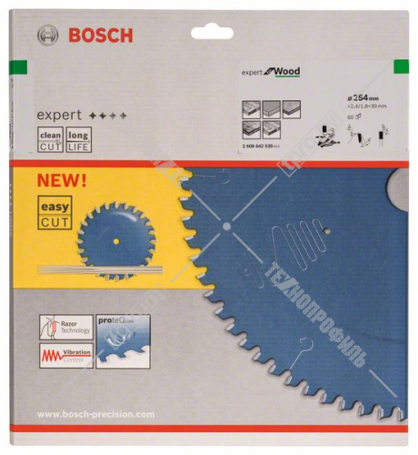 Пильный диск 254х2,4х30 мм Z60 Expert for Wood BOSCH (2608642530) купить в Гродно