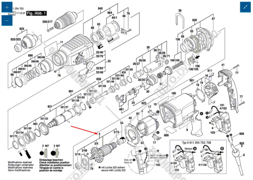 Якорь к перфоратору GBH 2-26 DRE / GBH 2-26 DFR BOSCH (1614010709) купить в Гродно фото 6